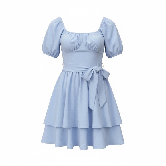 Altar'd State Sky Blue Tiered Mini Dress Medium EUC Cottagecore Fairy - Picture 1 of 8